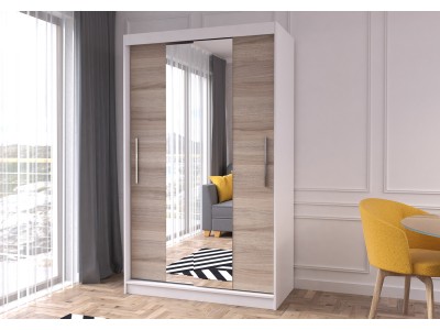 Гардероб с плъзгащи врати NEOMI 01 (корпус бял/лице дъб сонома)